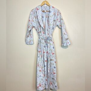 Floral Print Women's Robe - Soft Blue